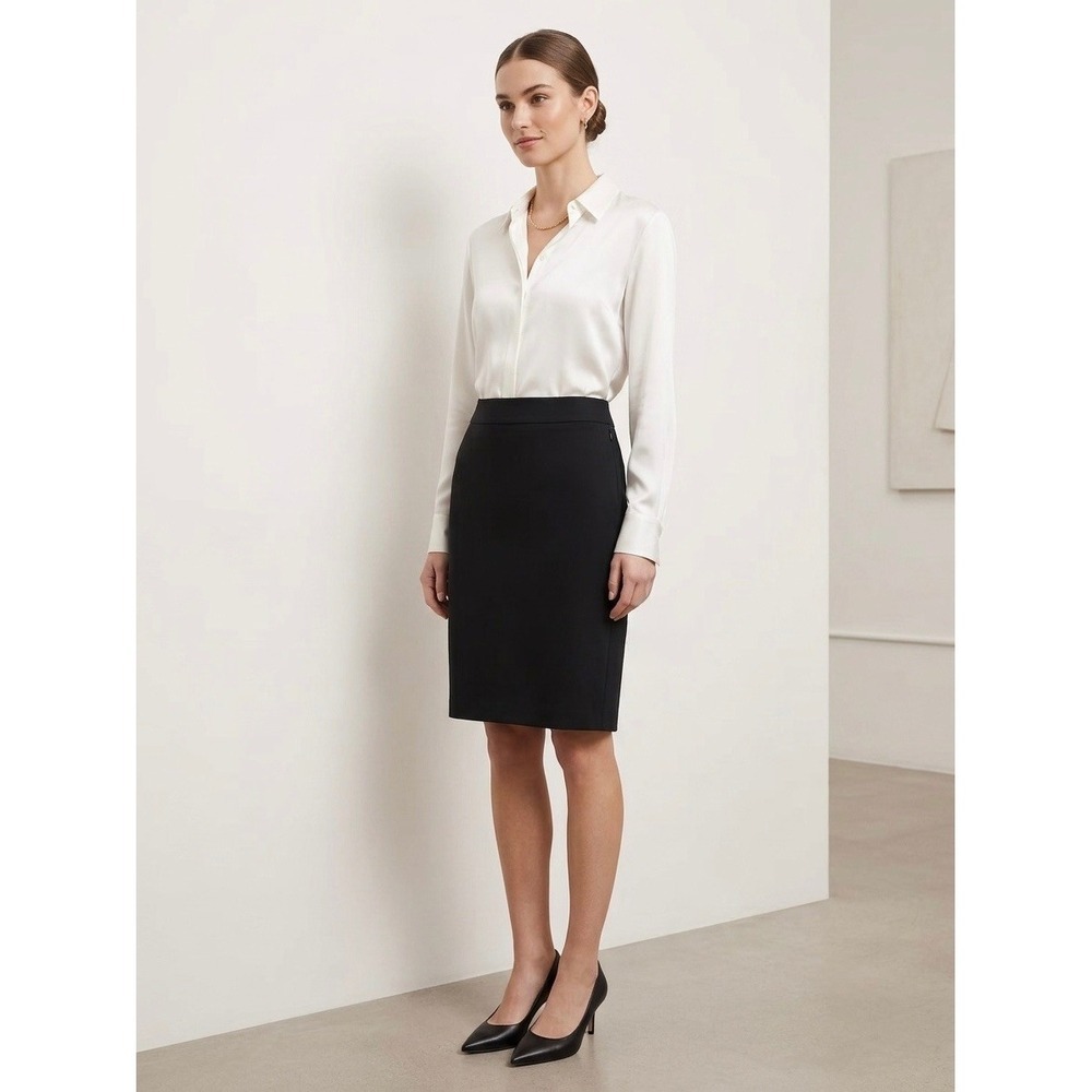 Theory Black Stretch Wool Pencil Edition Skirt Size 6 F0001310 Professional Work